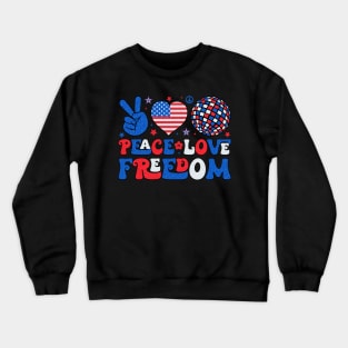 Peace Love Freedom Retro American Pride Festive July 4th Crewneck Sweatshirt